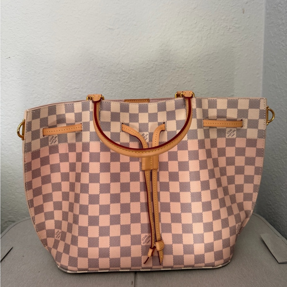 Louis Vuitton Pink and Tan Checkered Damier Azur Girolata